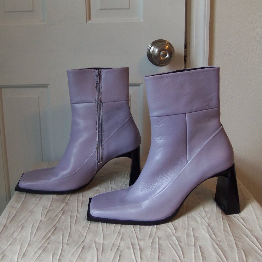 Topshop Square Toe High Ankle Boots Pale Purple sz 40